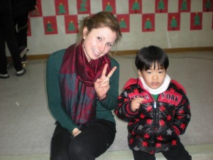 Stephanie and a child at Samsungwon