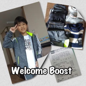 Through the Welcome Boost Program, KKOOM provided new clothes for a boy at a Korean orphanage